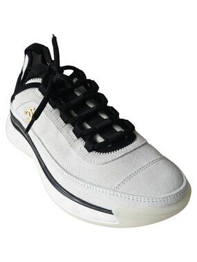 Chanel Velvet Calfskin & Mixed Fibers CC Sneaker Ivory Black
